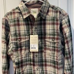 Ecoths Kaden LS Flannel Shirt Men's Large Organic Cotton Plaid Snap‎ Button 3763